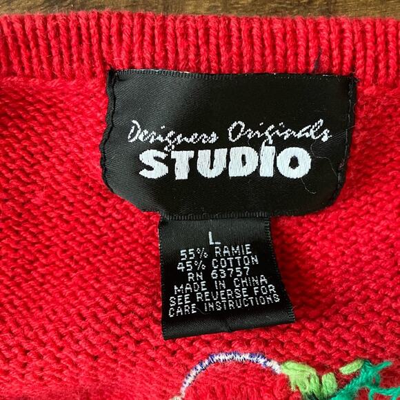 Vintage Ugly Christmas Sweater Cardigan Large - Designers Originals Studio - Picture 8 of 11